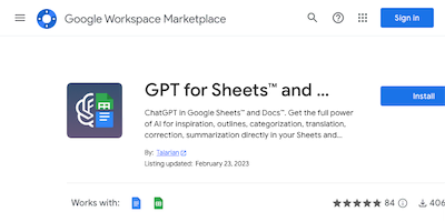 GPT for Sheets AI Tool