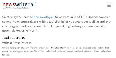 Newswriter.ai AI Tool